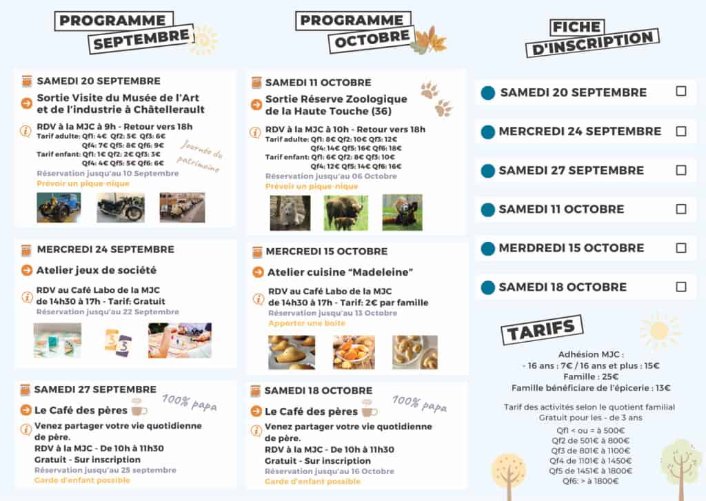 Programme Famille MJC – Septembre Octobre 2025