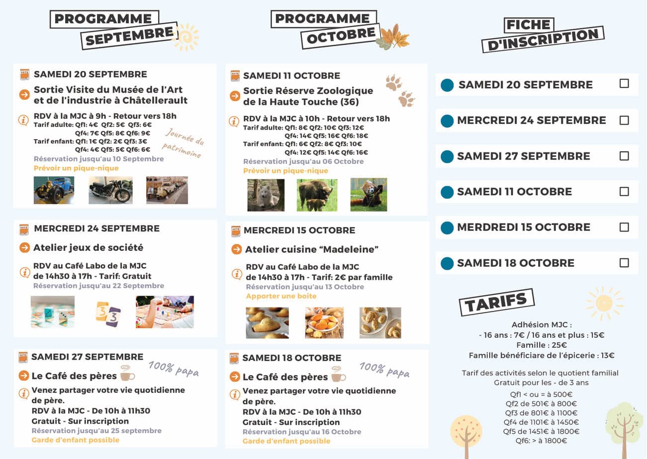 Programme Famille MJC – Septembre Octobre 2025